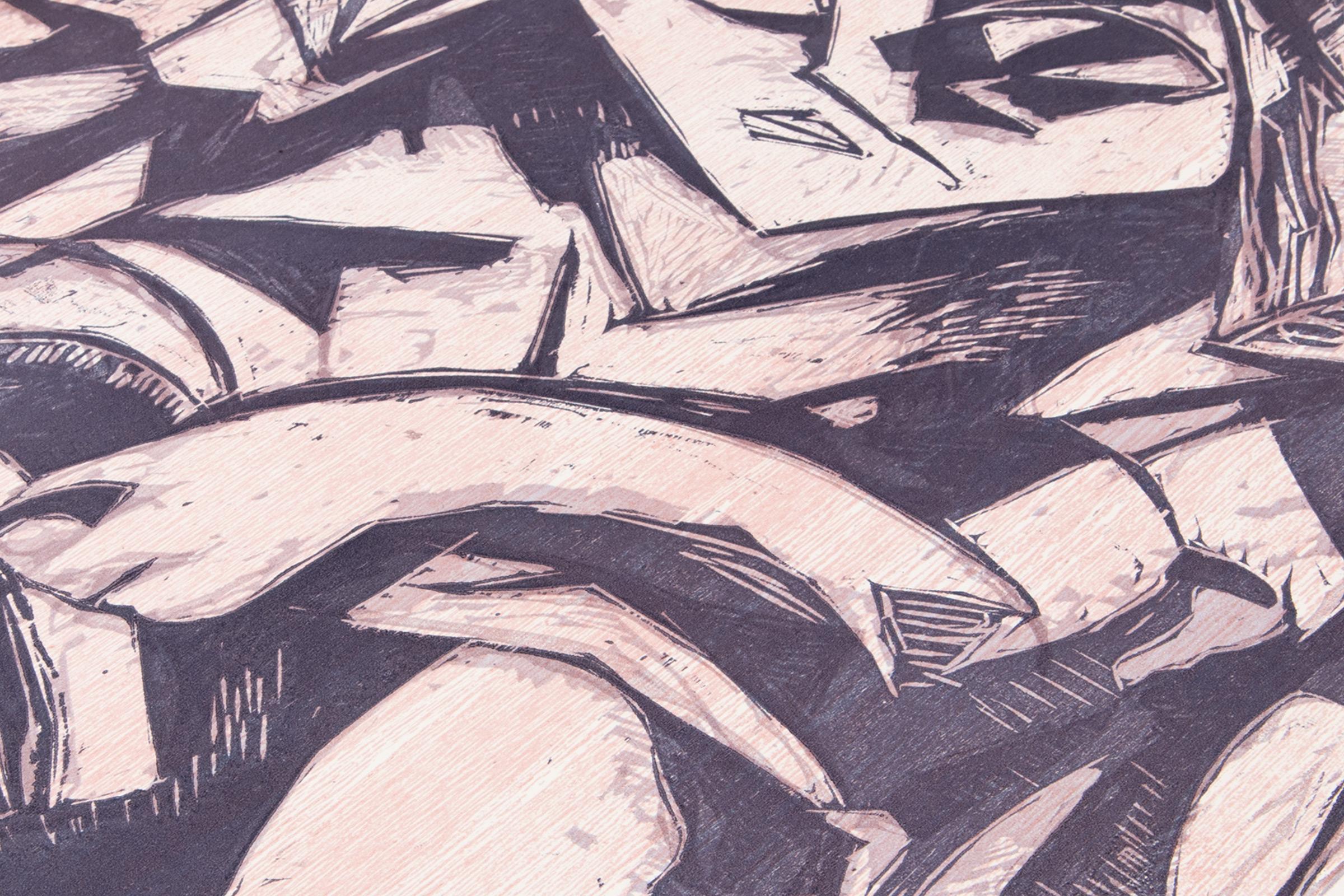 Dana Schutz, Chirurgia alla schiena a letto - xilografia, Pittore contemporaneo, Stampa firmata 4