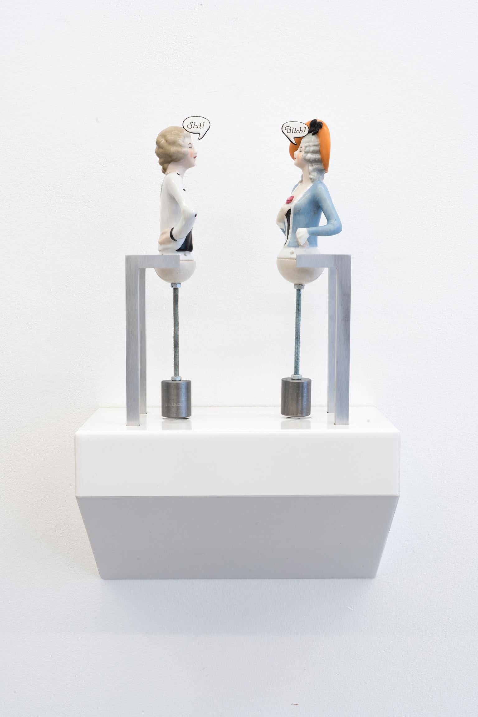 Dana Widawski Figurative Sculpture - Half dolls talk No. 2