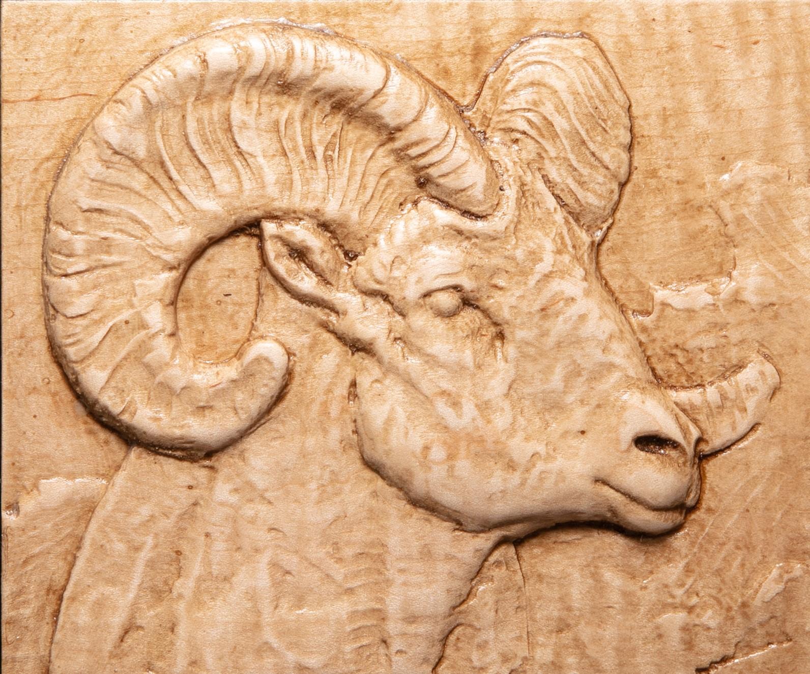 Dana Younger Figurative Sculpture - "Bighorn Sheep" Bas-relief Sculpture