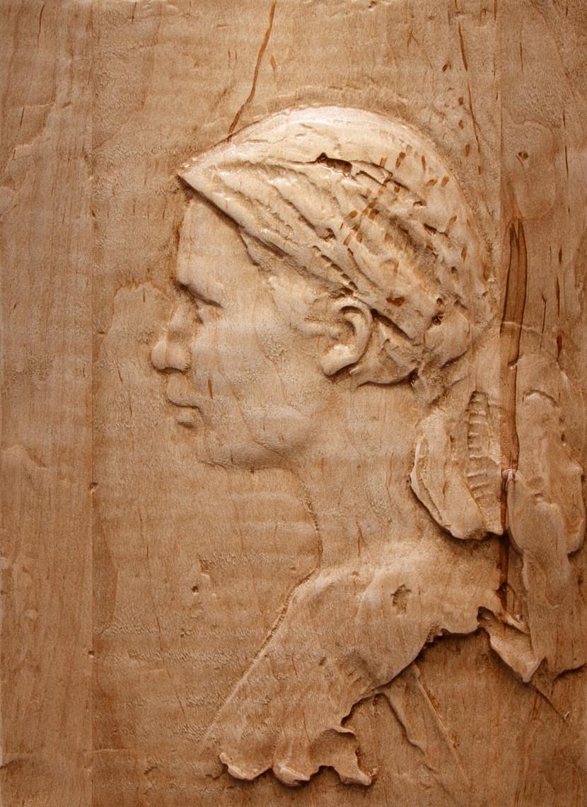 « Portrait de jeune femme » - Sculpture en bas-relief