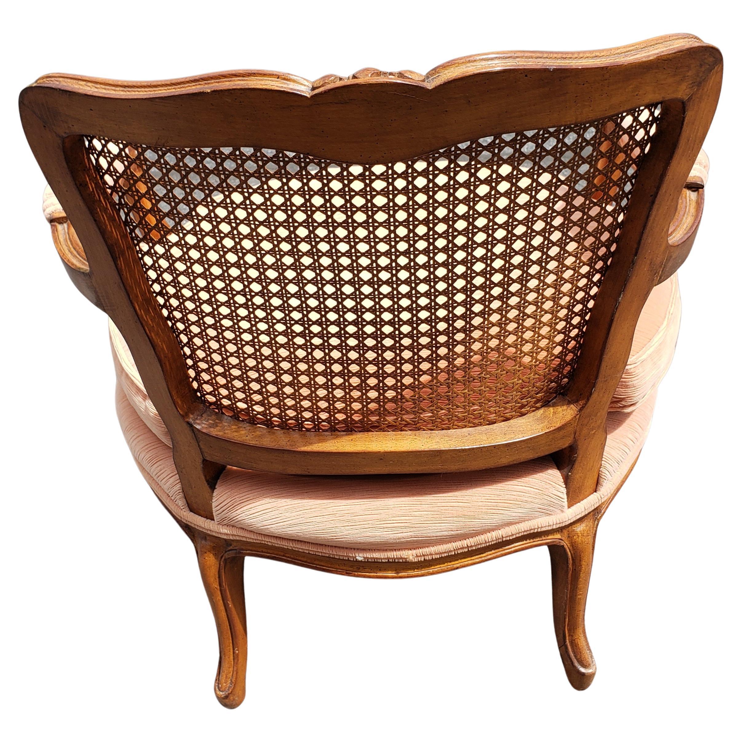 American Danby Furniture French Louis XV Bergère Chair with Cane Back, Circa 1970s