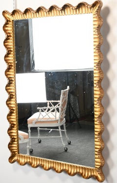 Danby Hand Carved Scalloped Italian Wood Mirror, 1950s
