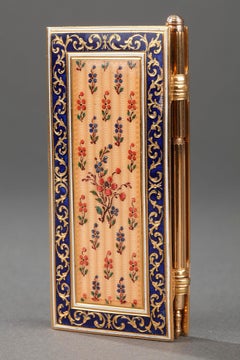 Dance card in gold and enamel Restauration period.