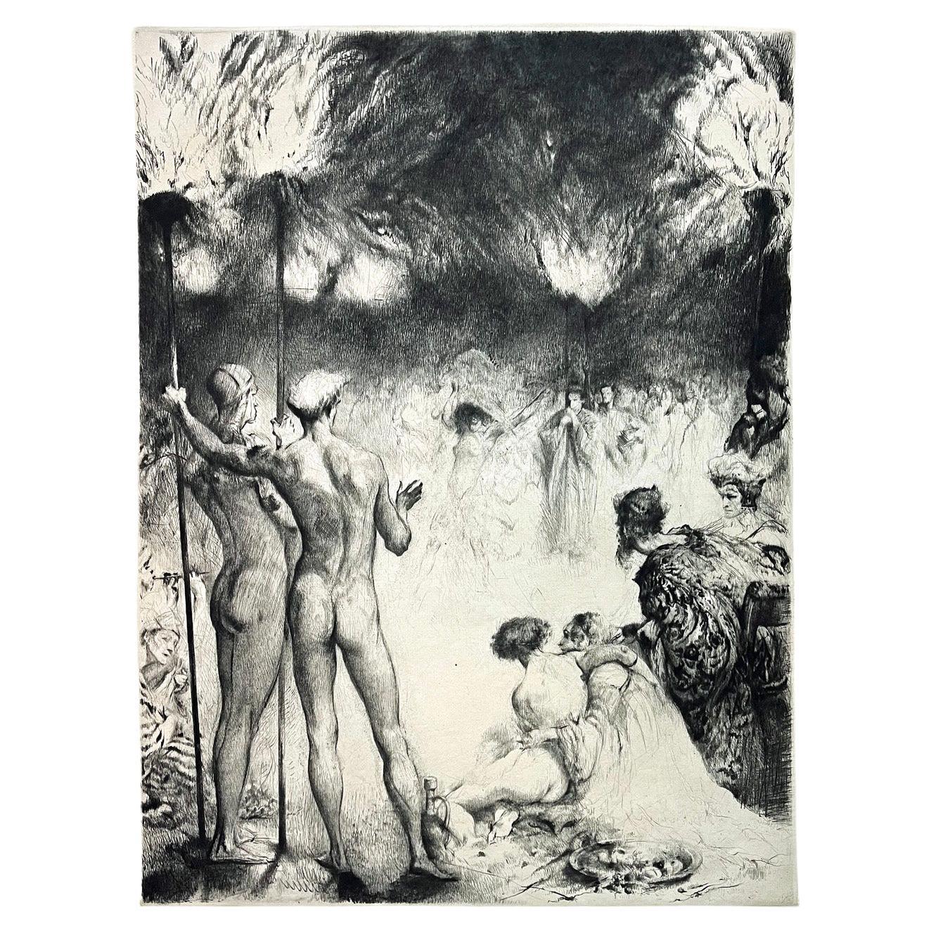 "Dance of Salome, " Rare, Atmospheric Print by Herrmann, Important Innovator For Sale