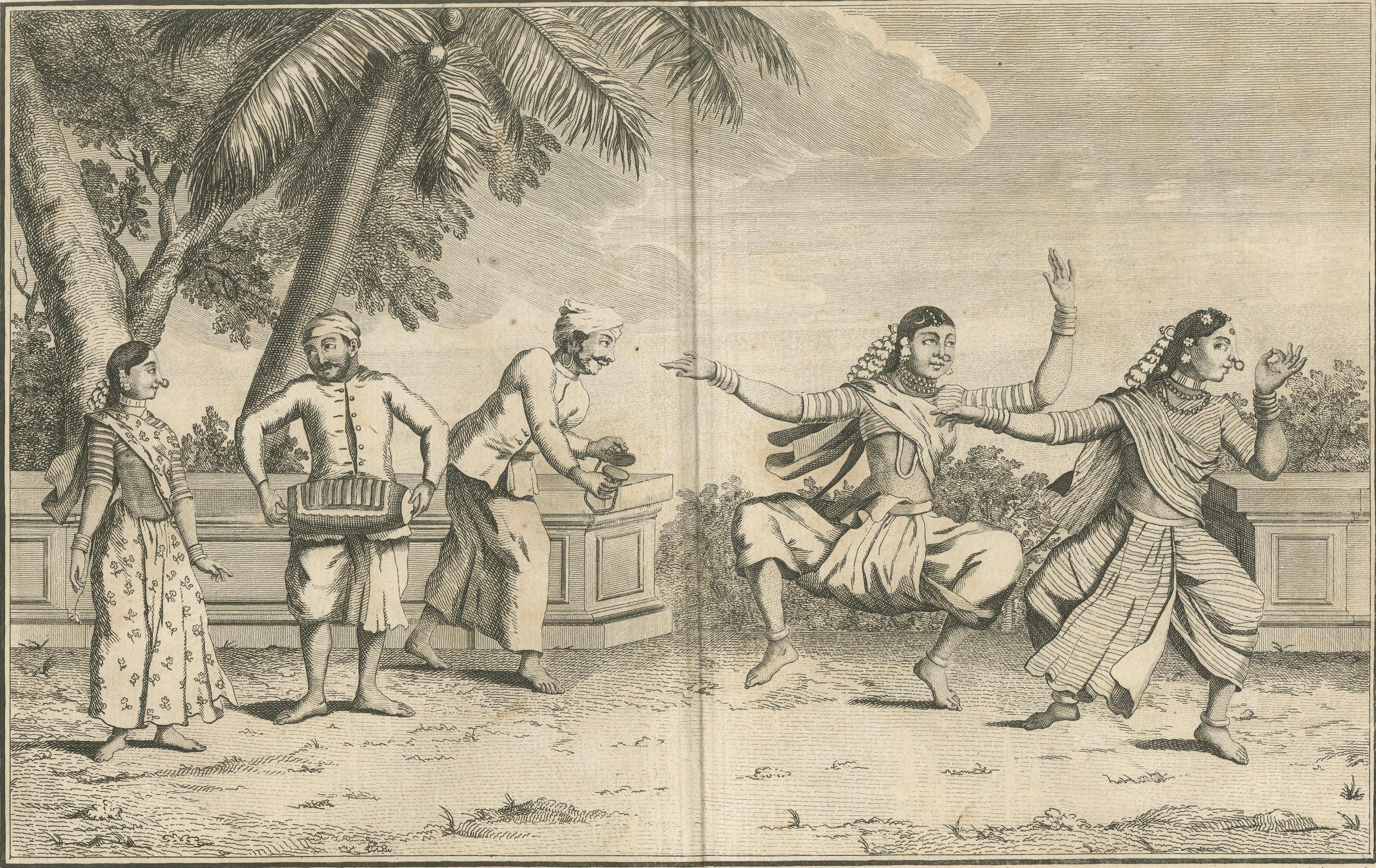 Der Tanz der Bayadères - Sonnerat-Stich mit indischen Tempeltänzerinnen 1806 im Angebot 1
