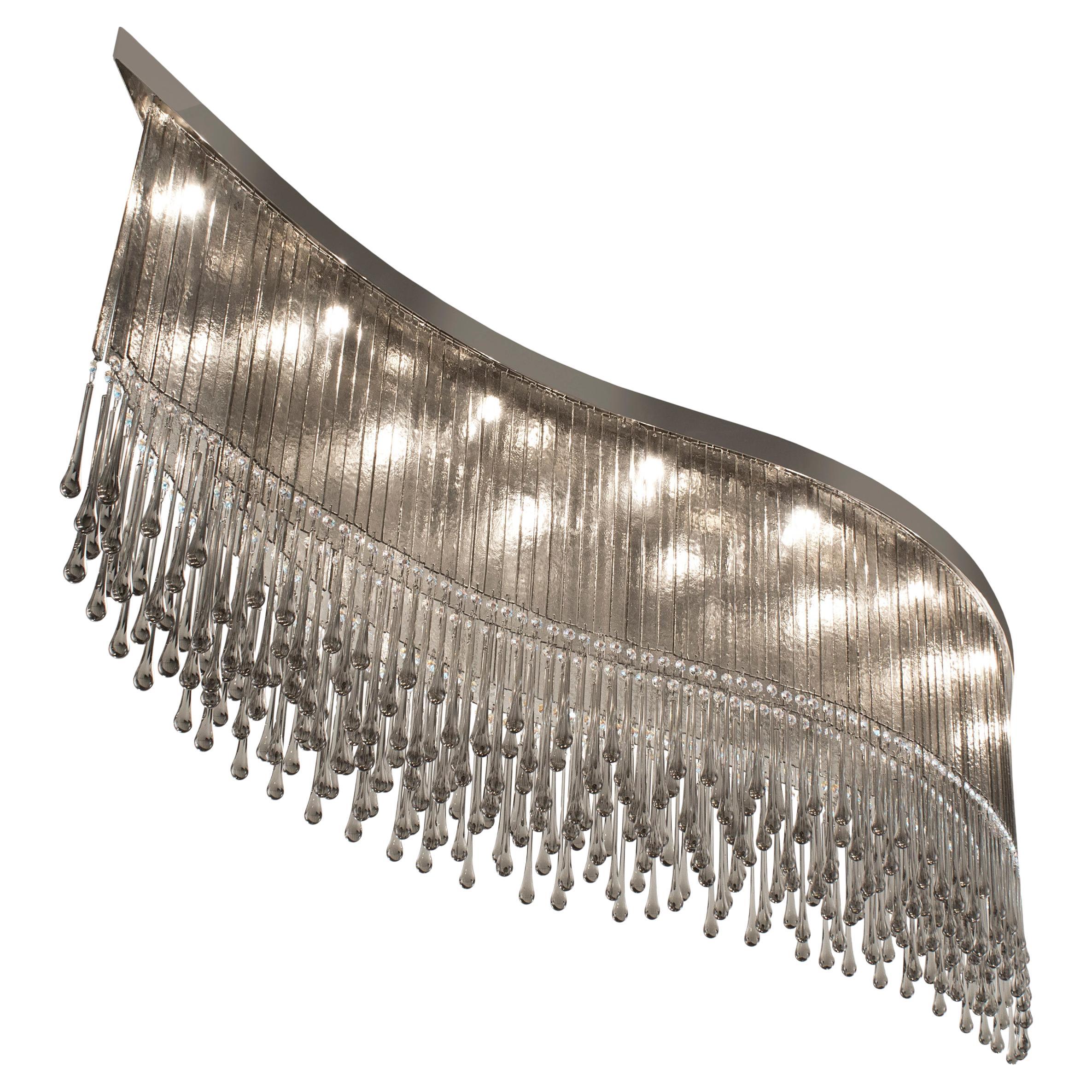 Dancer-Deckenleuchte aus grauem Muranoglas und geschliffenen Kristallelementen von Multiforme