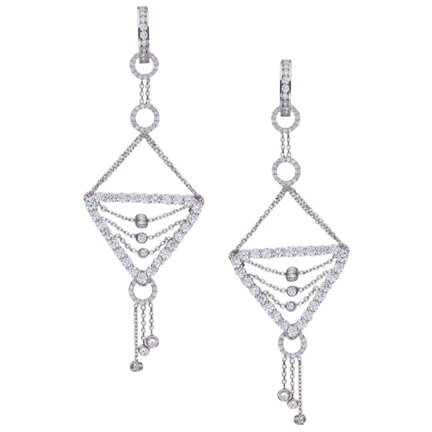 Dancer Chandelier White Diamond Earrings For Sale