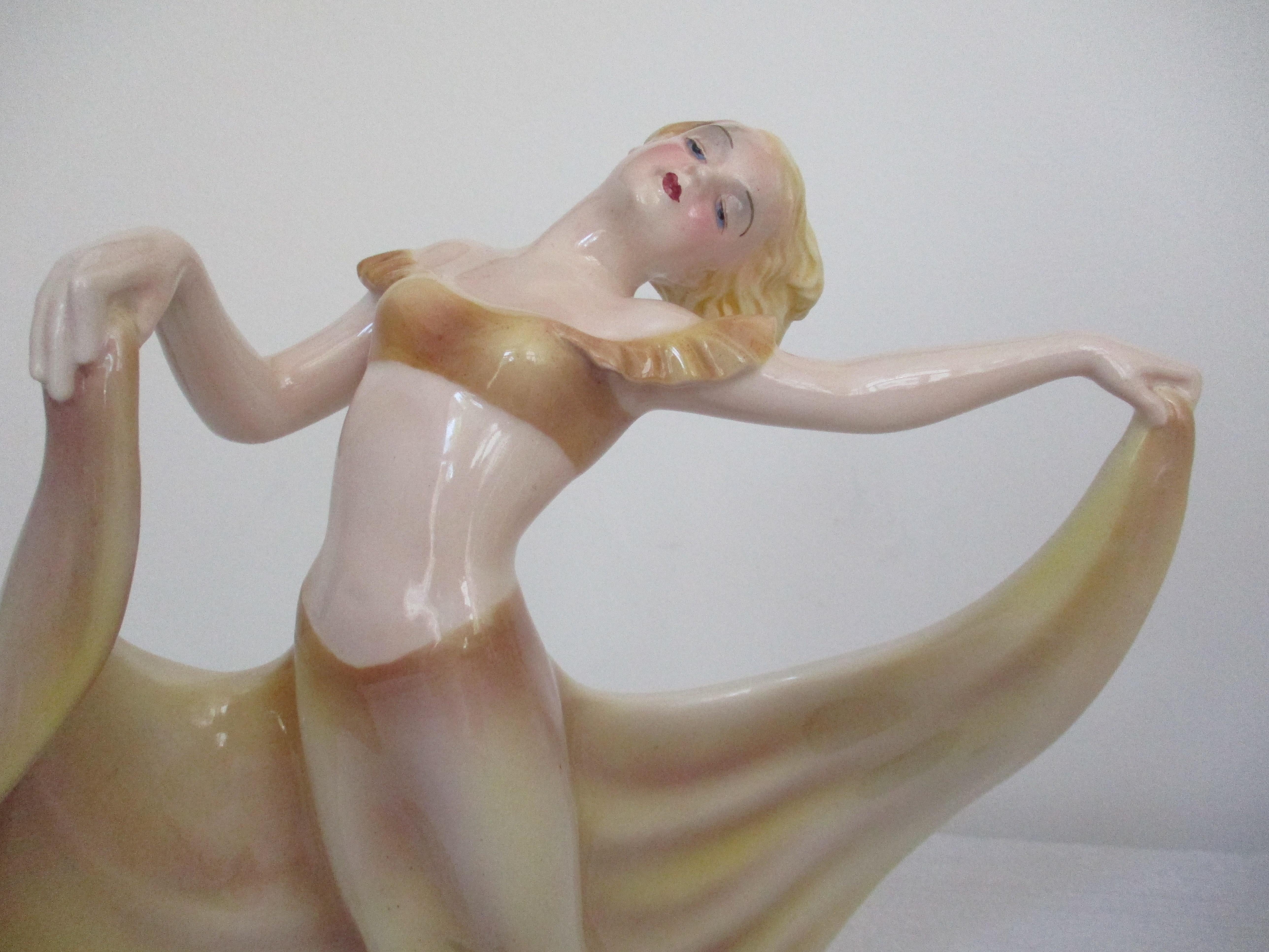 Art Déco Ballerina, design di Josef Lorenzl, Keramos, Vienna, anni 40 in vendita