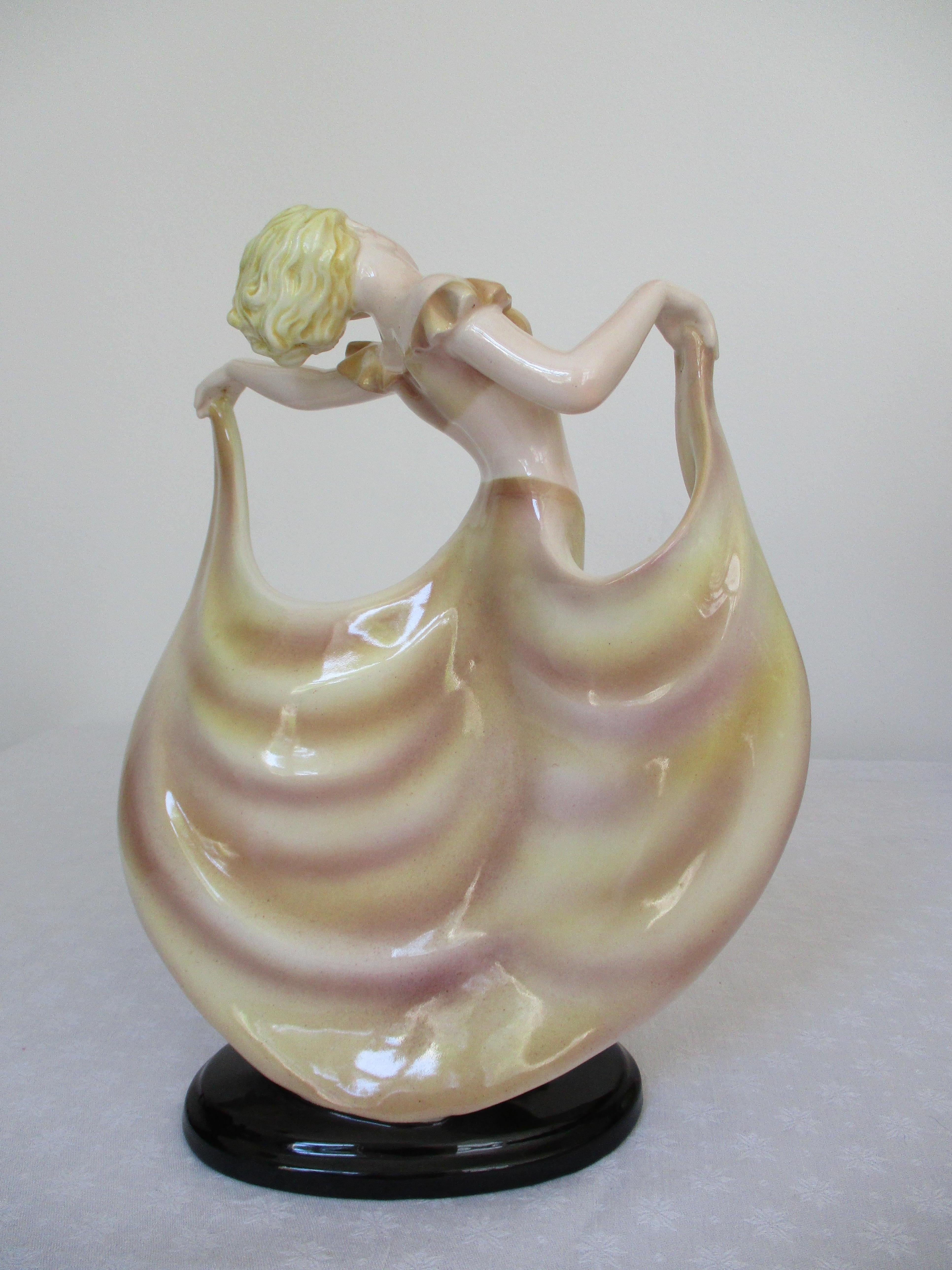 Cotto in fornace Ballerina, design di Josef Lorenzl, Keramos, Vienna, anni 40 in vendita