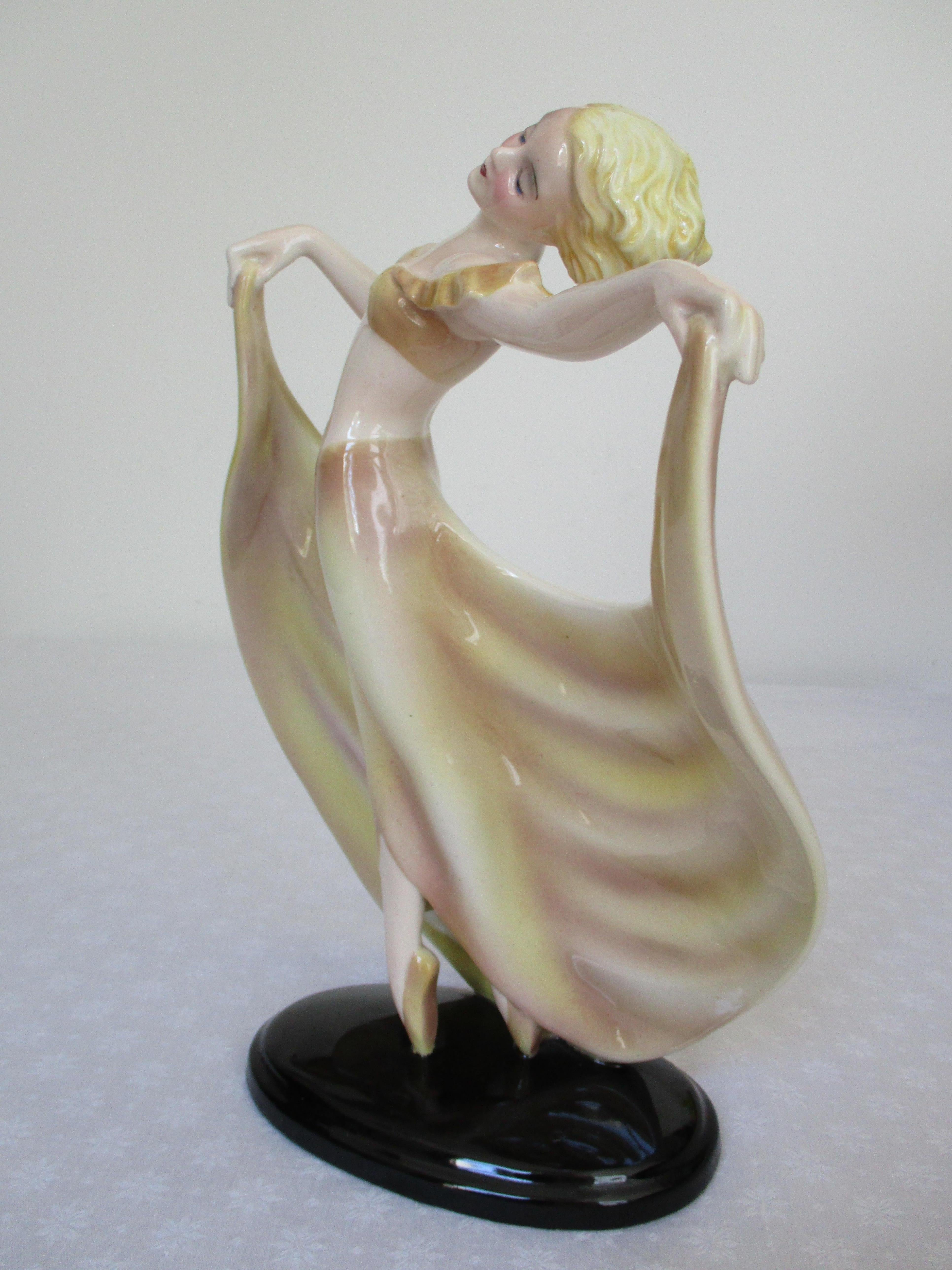 Ceramica Ballerina, design di Josef Lorenzl, Keramos, Vienna, anni 40 in vendita