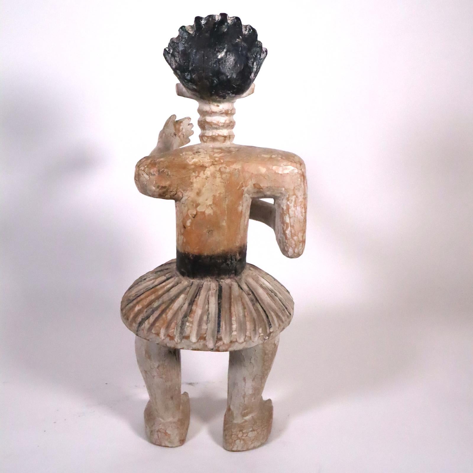 Hand-Carved Dancer from a Drum Ensemble Akan Fante Ghana West African Art For Sale