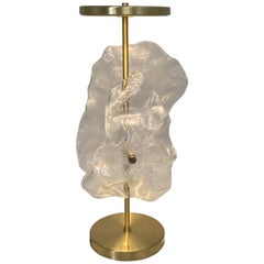 'Dancer' Hand Sculpted Glass Lamp with Brass  Body and Fabric Electric Cord