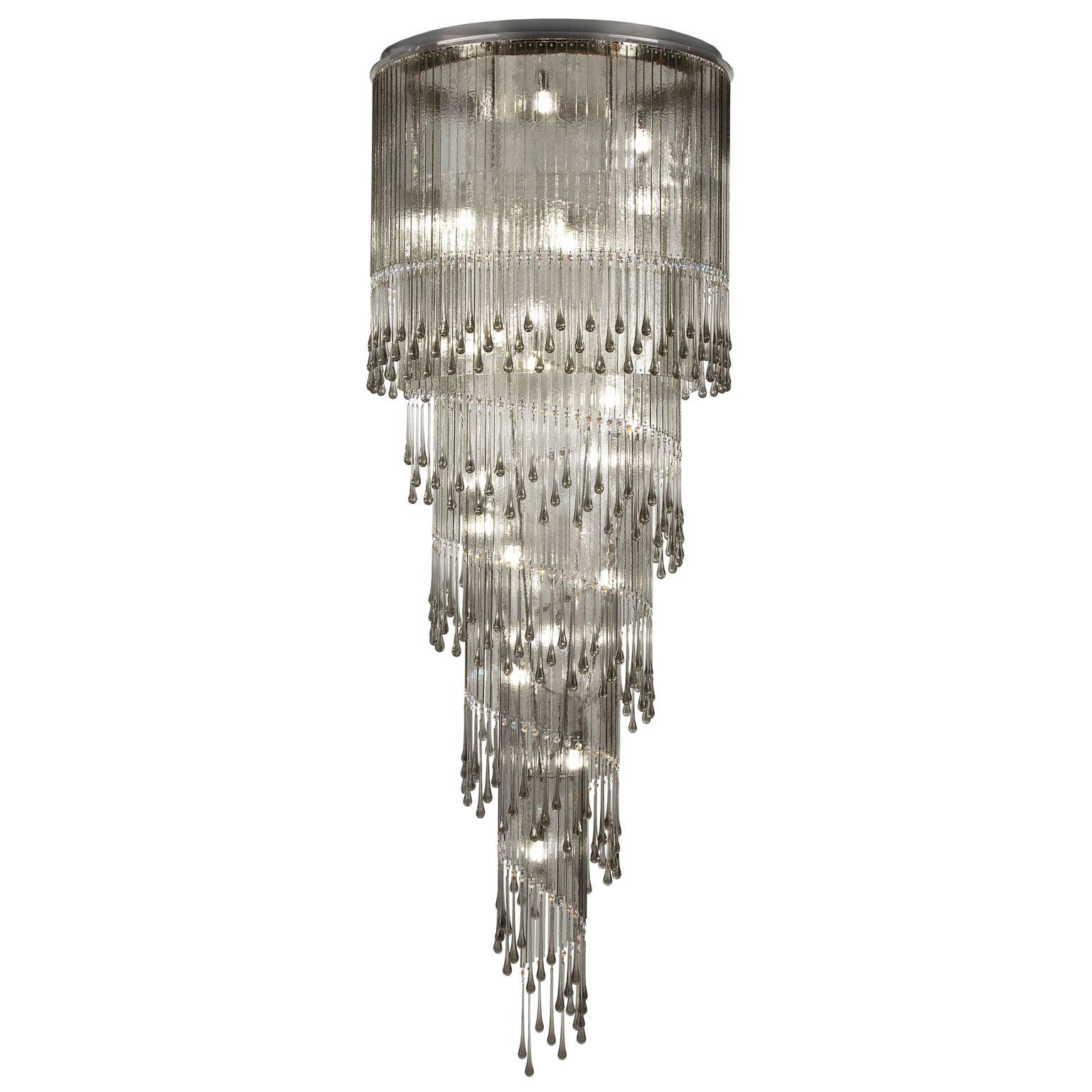 Large Artistic ceiling Lamp Murano Glass Listels and faceted glass by Multiforme