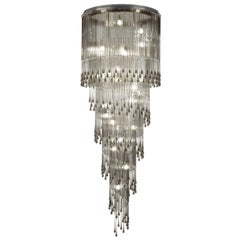Grande lampada artistica da soffitto in vetro di Murano Listelli e vetro sfaccettato di Multiforme