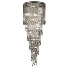 Large Artistic ceiling Lamp Murano Glass Listels and faceted glass by Multiforme