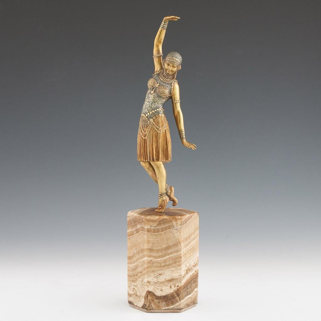 'Dancer of Lebanon' an Art Deco sculpture by Demetre Chiparus (1880-1947). A gilt bronze study of a dancer in exotic costume, set over a marble plinth. Signed Chiparus to plinth.

Literature: Brian Catley, Art Deco and Other Figures p.