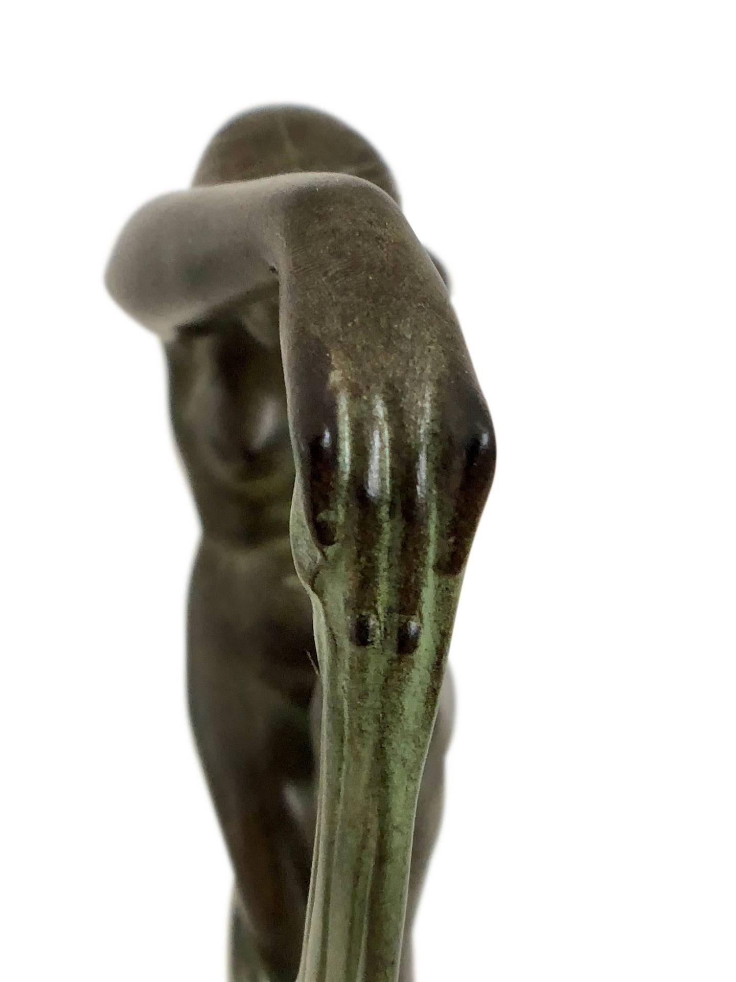 XXIe siècle et contemporain Sculpture d'une danseuse en zinc brut, Folie de Denis, Original Max Le Verrier