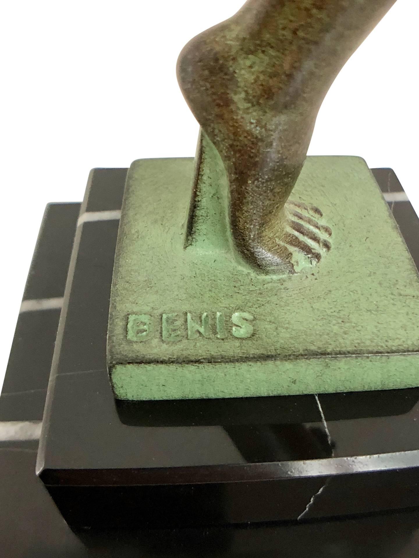 Sculpture d'une danseuse en zinc brut, Folie de Denis, Original Max Le Verrier 1
