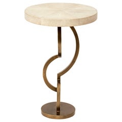 Dancer Side Table in Cream Shagreen and Bronze-Patina Brass, R & Y Augousti