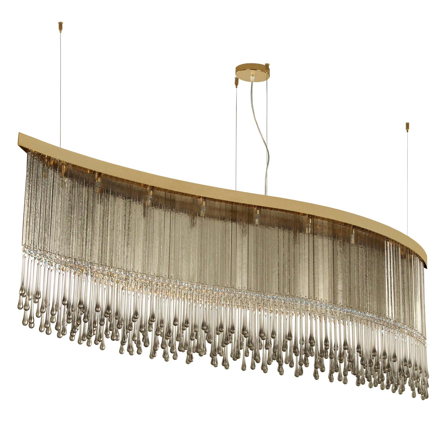 Artistic Suspension Lamp grey Murano glass and faceted elements by Multiforme For Sale