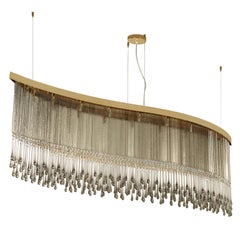 Lampada a sospensione artistica in vetro di Murano grigio ed elementi sfaccettati di Multiforme