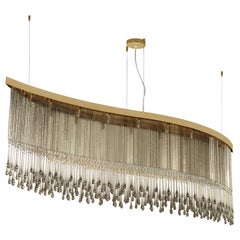 Dancer Suspension lamp, grey Murano glass and cut crystal elements by Multiforme