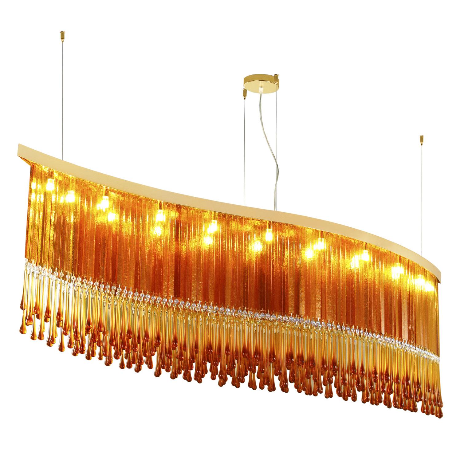 Other Suspension lamp amber Murano glass listels and faceted elements by Multiforme For Sale