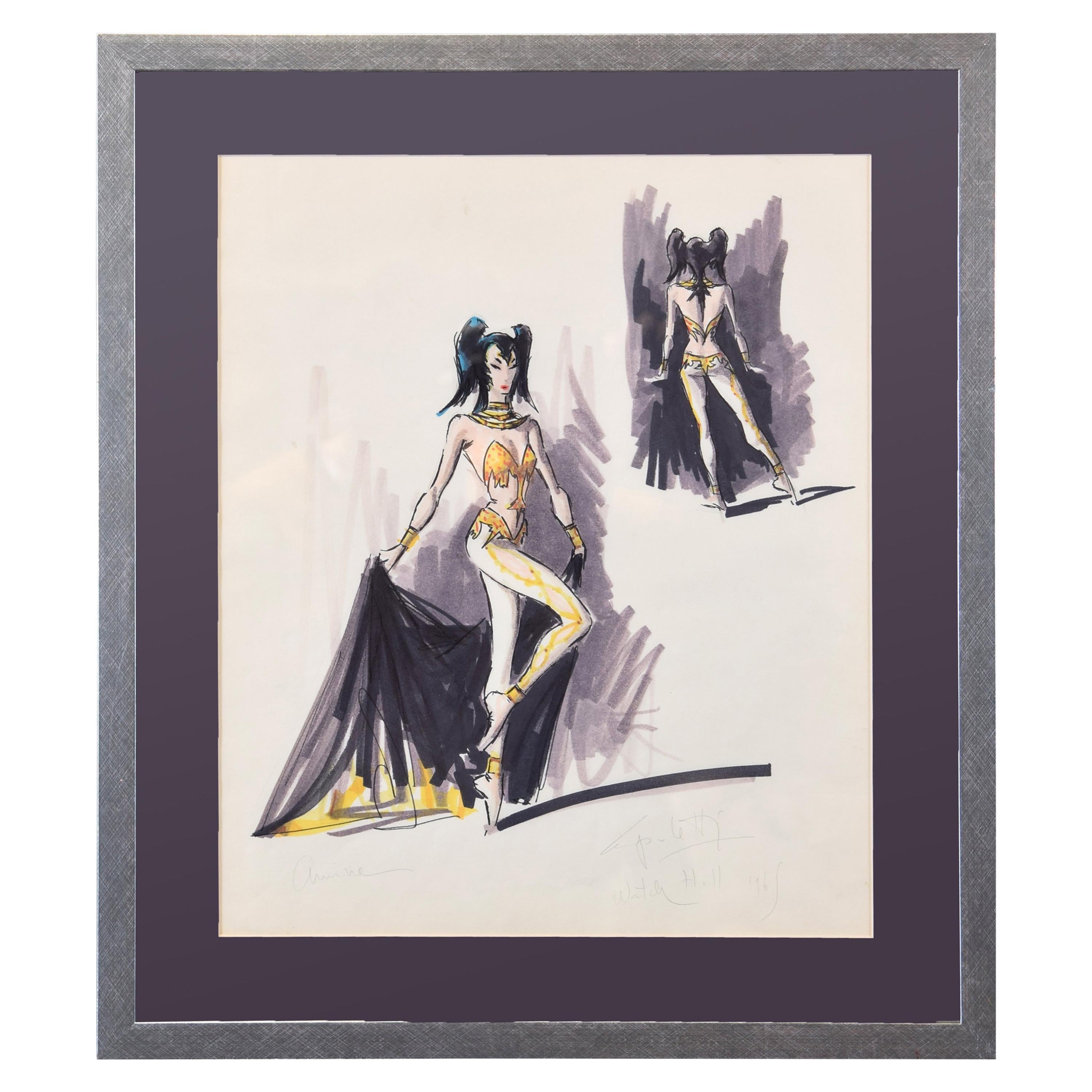 Dancer, Watch Hill, 1965, Framed Drawing, Capuletti Lillo del Pozo, José Manuel For Sale