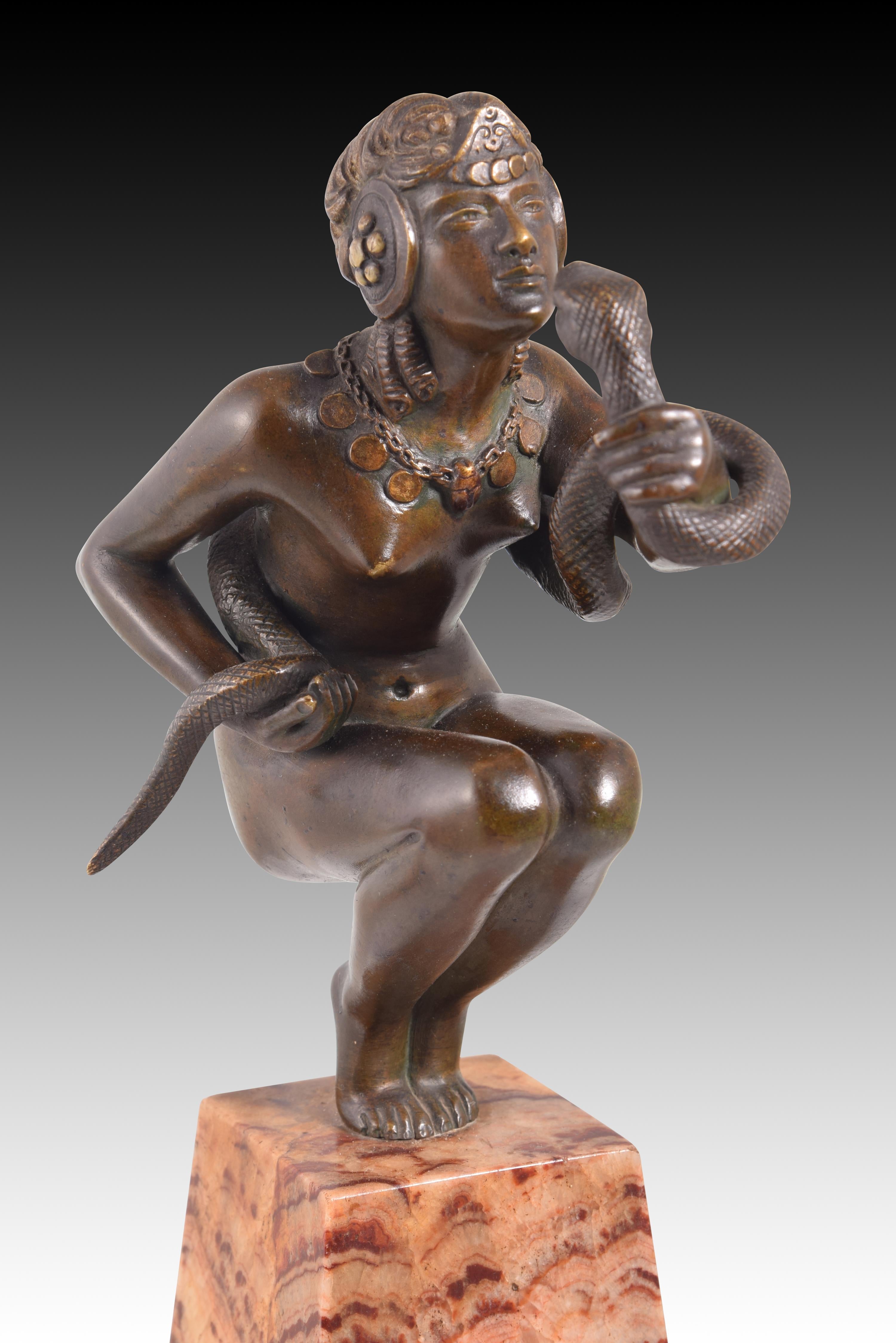 Dancer with snake or Cleopatra. Bronze, marble. DEVENET, Claude-Marie For Sale 5