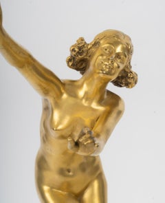 Dancer with Tambourine, Gilded Bronze Sculpture, Art Deco Period, Circa 1930.