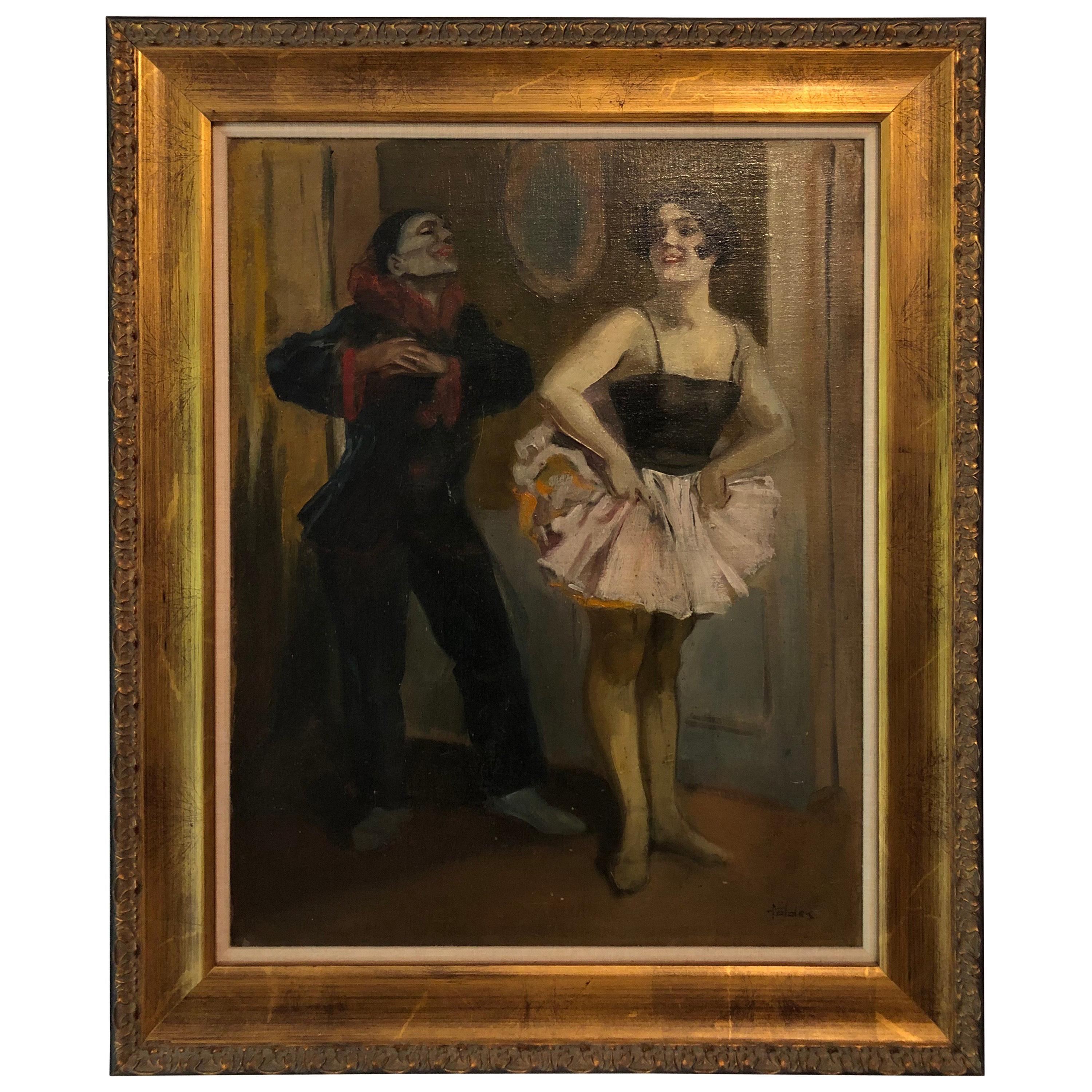 "Dancers" 20th Century Latin American School Oil on Board For Sale