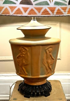 "Dancers w/ Veils", Art Deco Lamp w/ Nude Female Figures, Unique Wire Mesh Shade