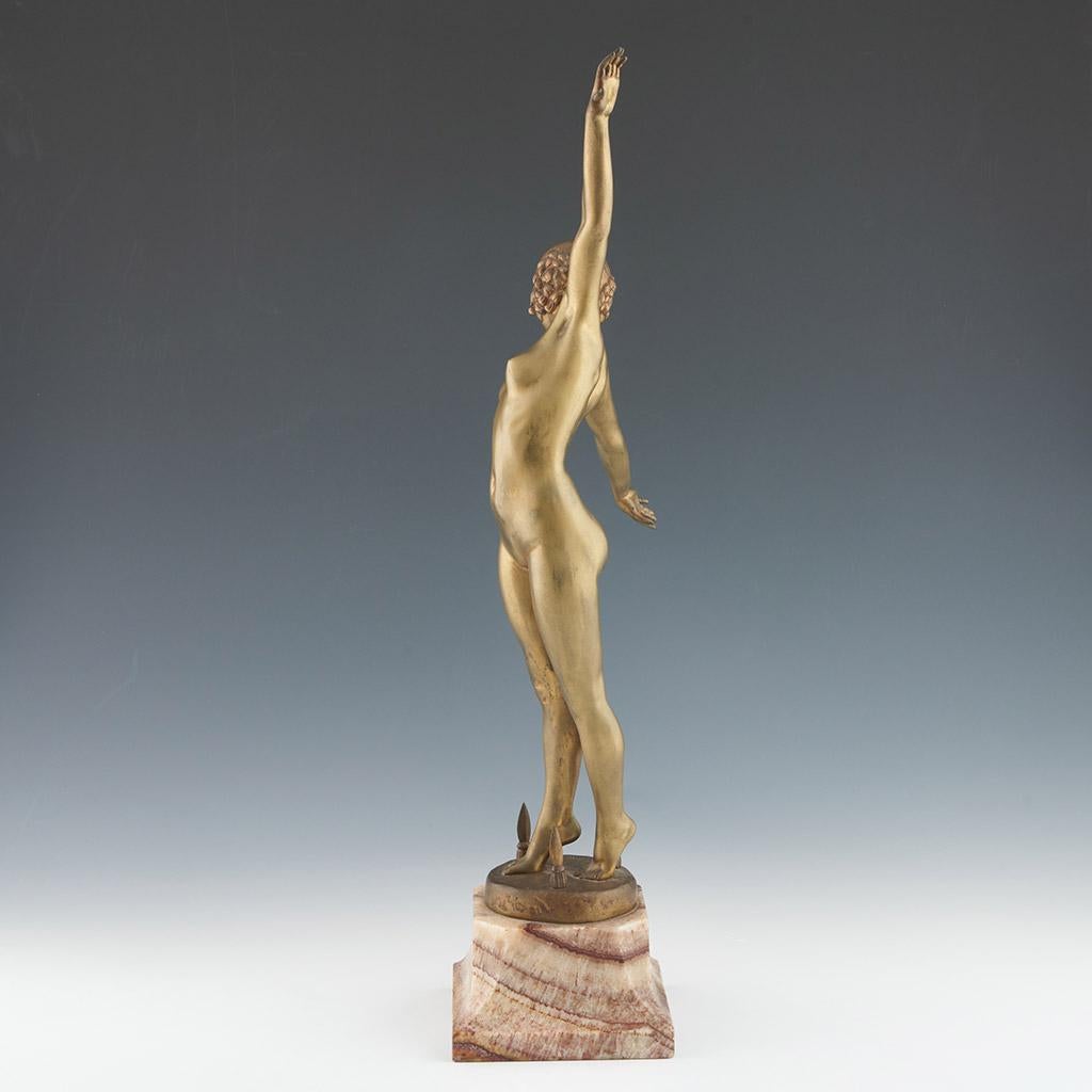 'Danceuse aux Lances' Art Deco Bronze Sculpture by F Ouillon Carrere 1919 For Sale 1