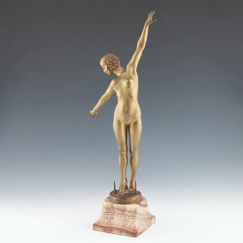 'Danceuse aux Lances' Art Deco Bronze Sculpture by F Ouillon Carrere 1919 For Sale 2
