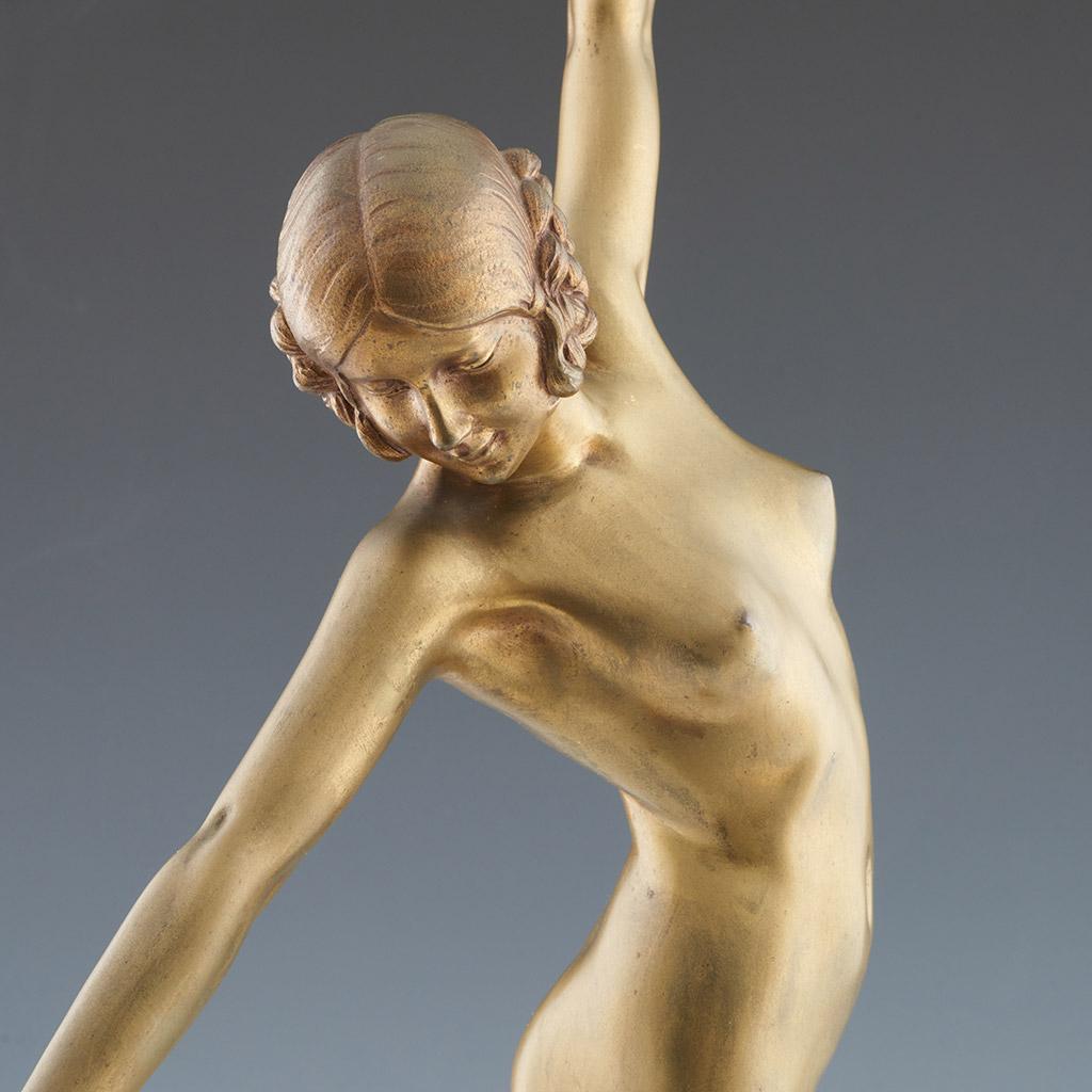 'Danceuse aux Lances' Art Deco Bronze Sculpture by F Ouillon Carrere 1919 For Sale 3