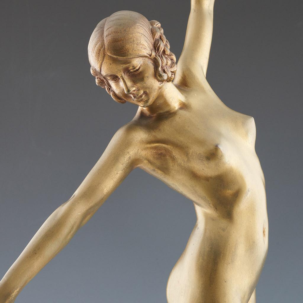'Danceuse aux Lances' Art Deco Bronze Sculpture by F Ouillon Carrere 1919 For Sale 4