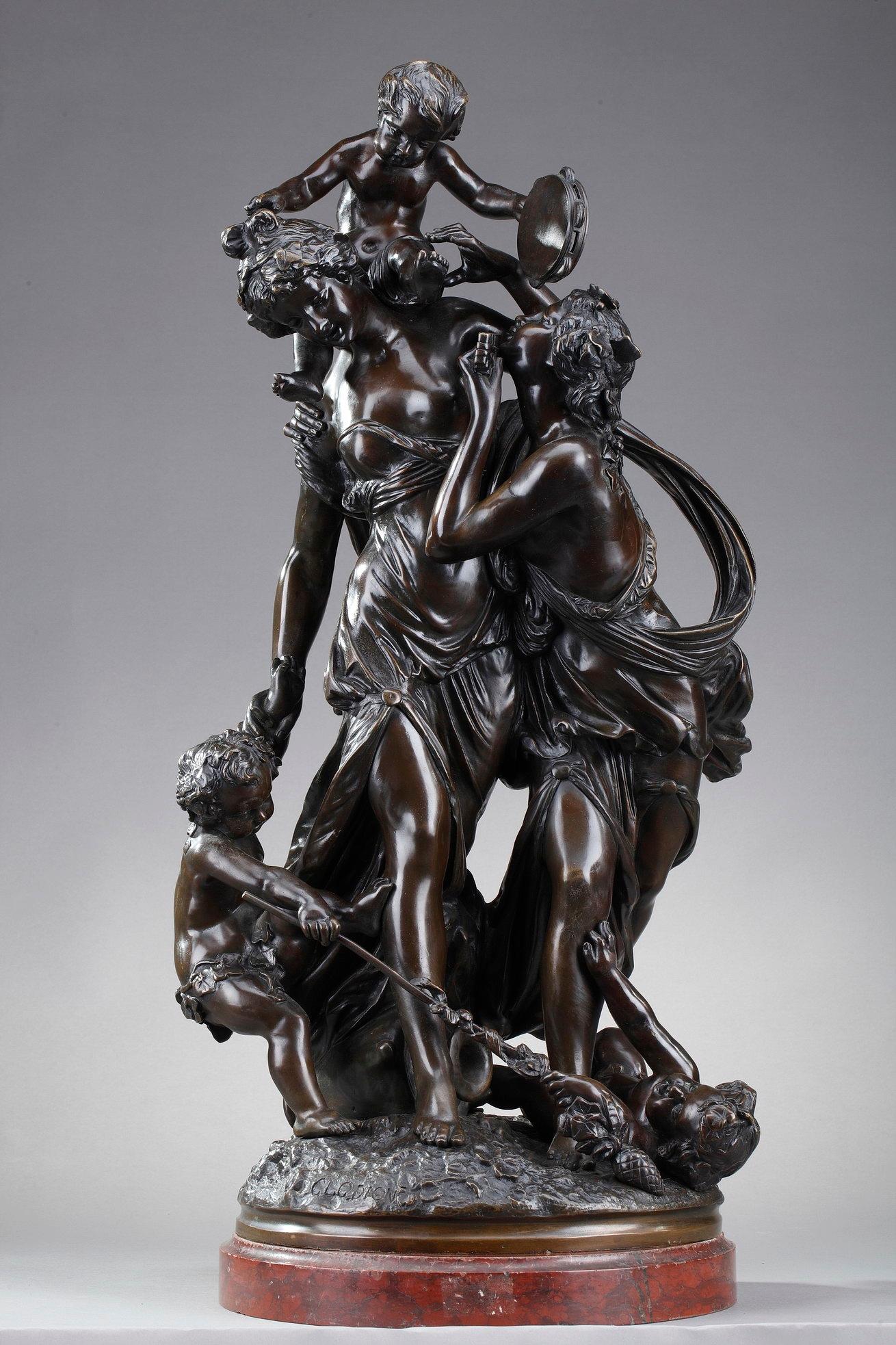Louis XV Dancing Bacchantes and Putti Bronze Sculpture after Clodion For Sale