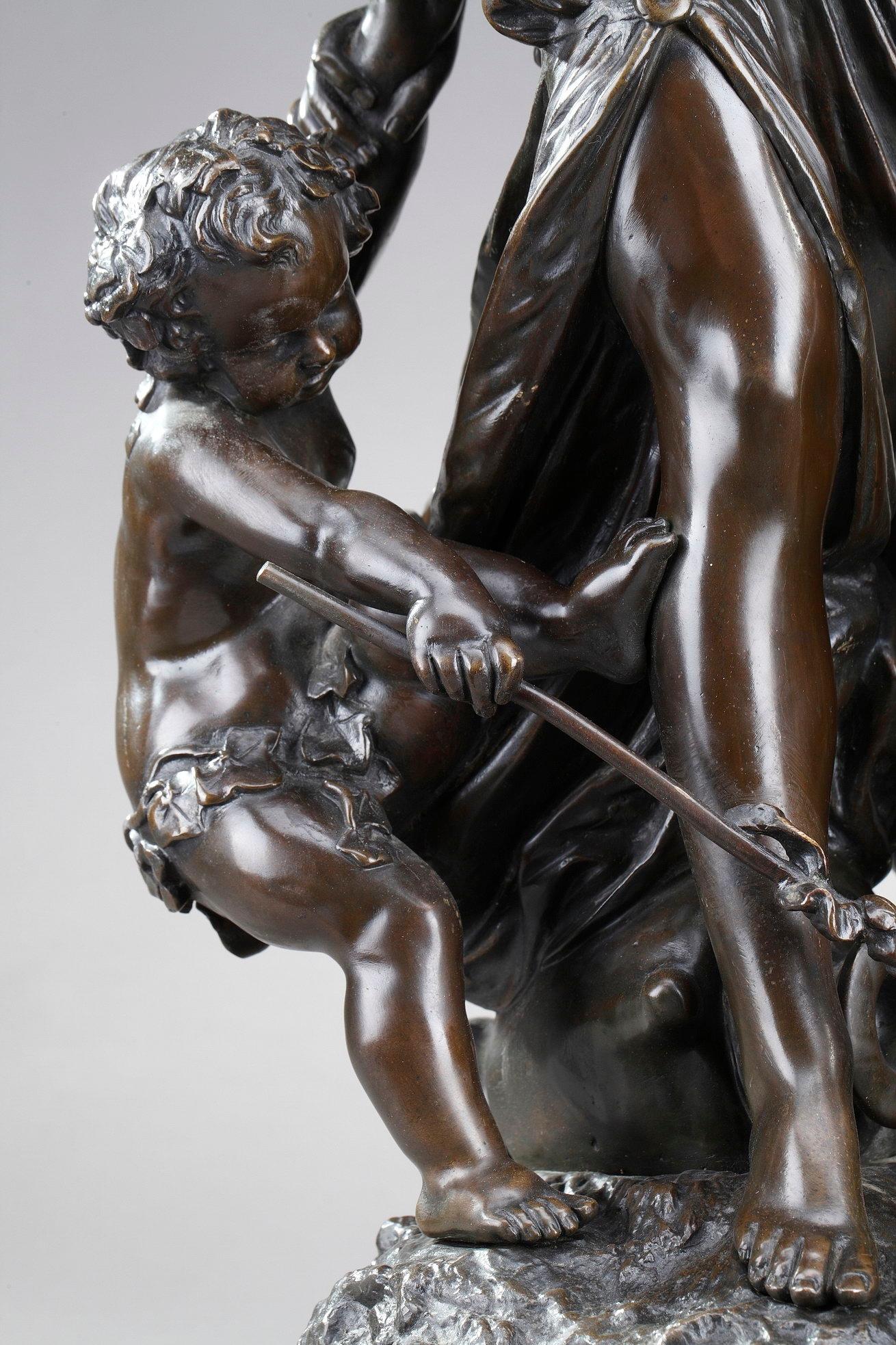 Dancing Bacchantes and Putti Bronze Sculpture after Clodion In Good Condition For Sale In Paris, FR
