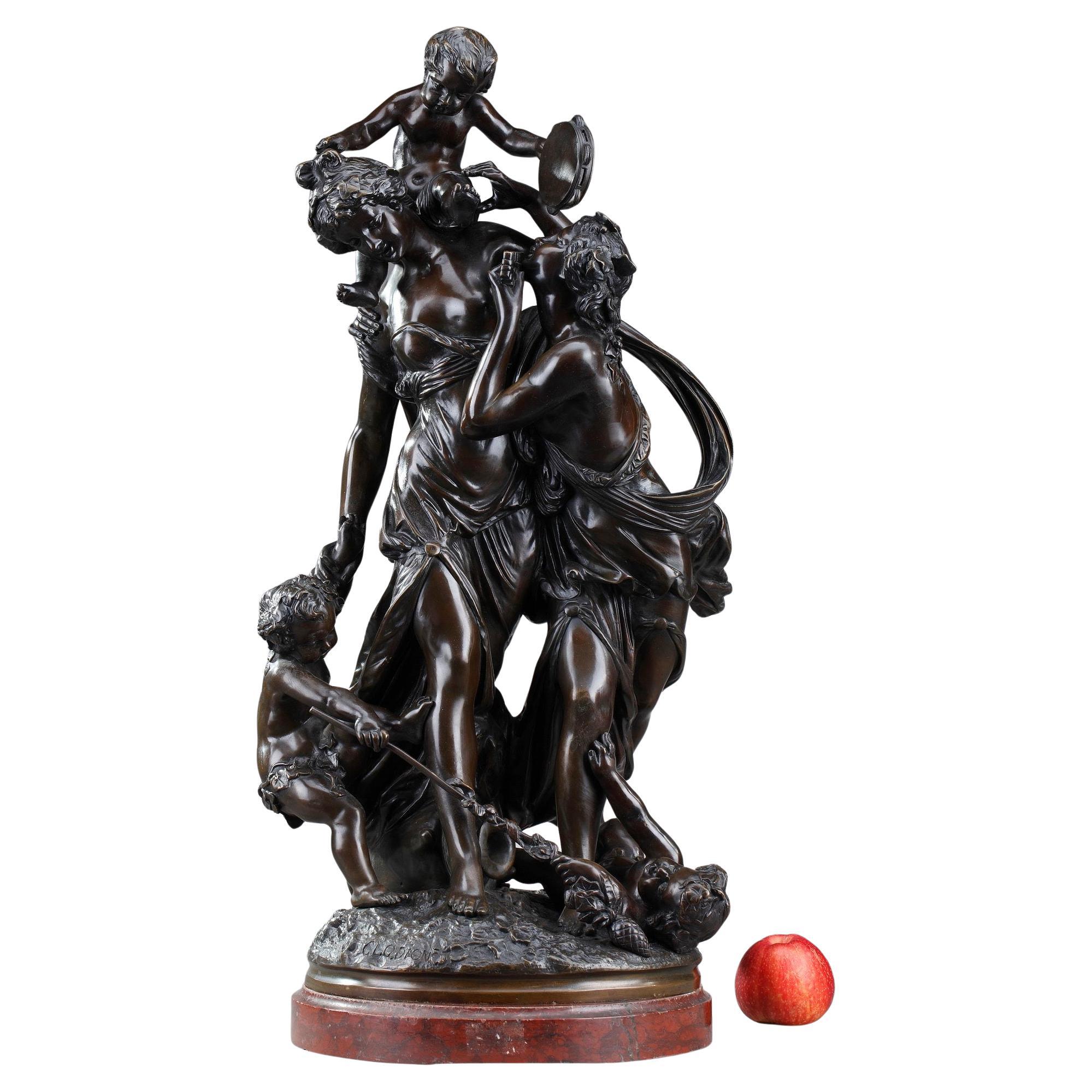 Dancing Bacchantes and Putti Bronze Sculpture after Clodion For Sale