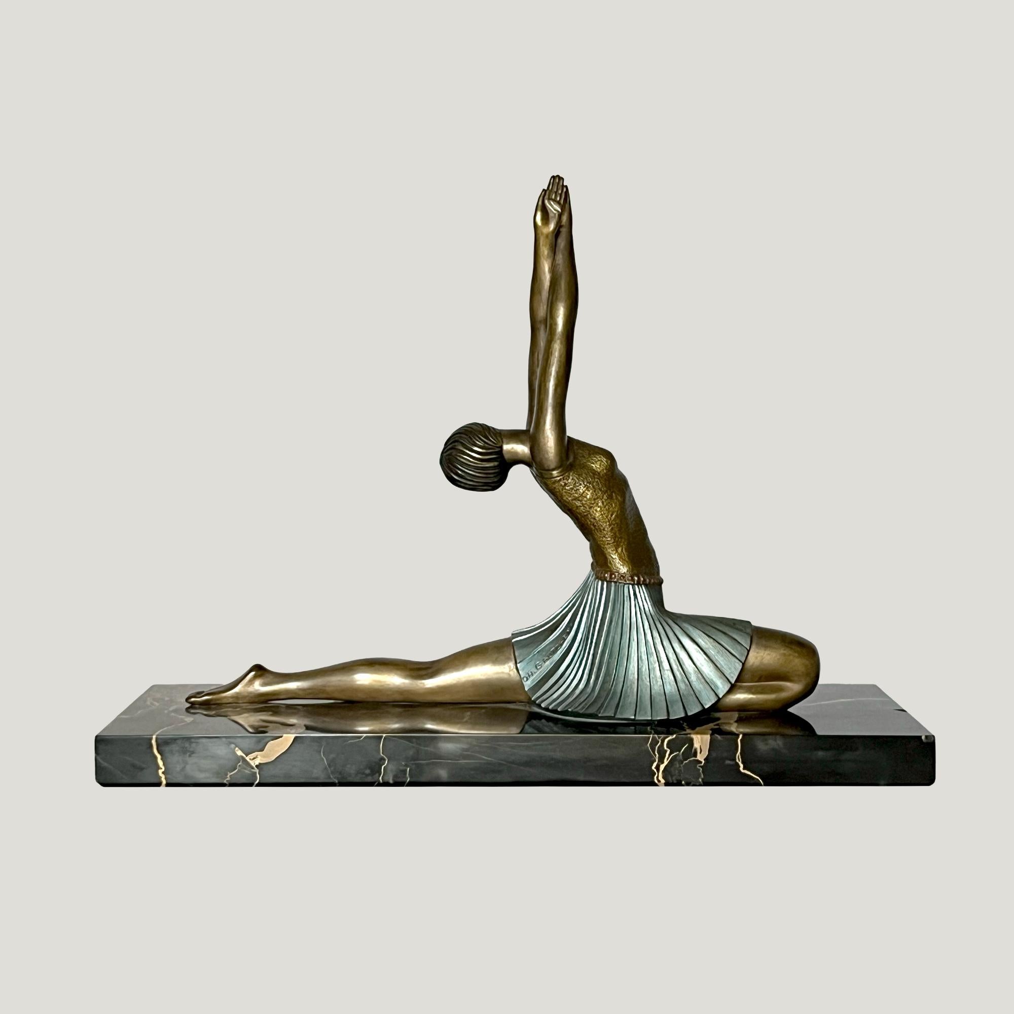 French Dancing Ballerina Art Deco Sculpture by Ghanu Gantcheff For Sale