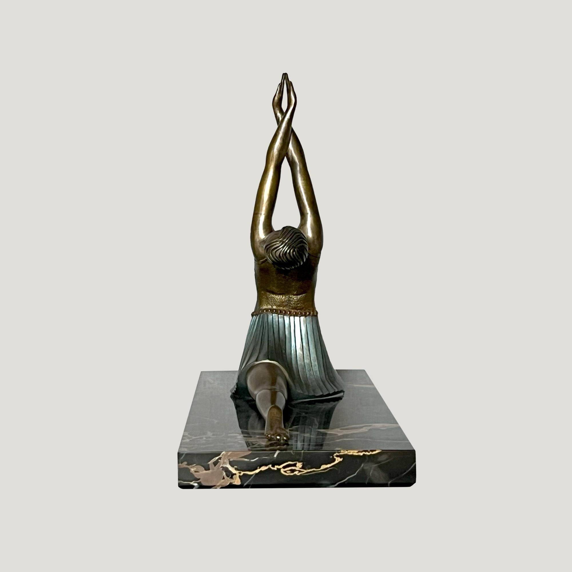 Bronze Dancing Ballerina Art Deco Sculpture by Ghanu Gantcheff For Sale