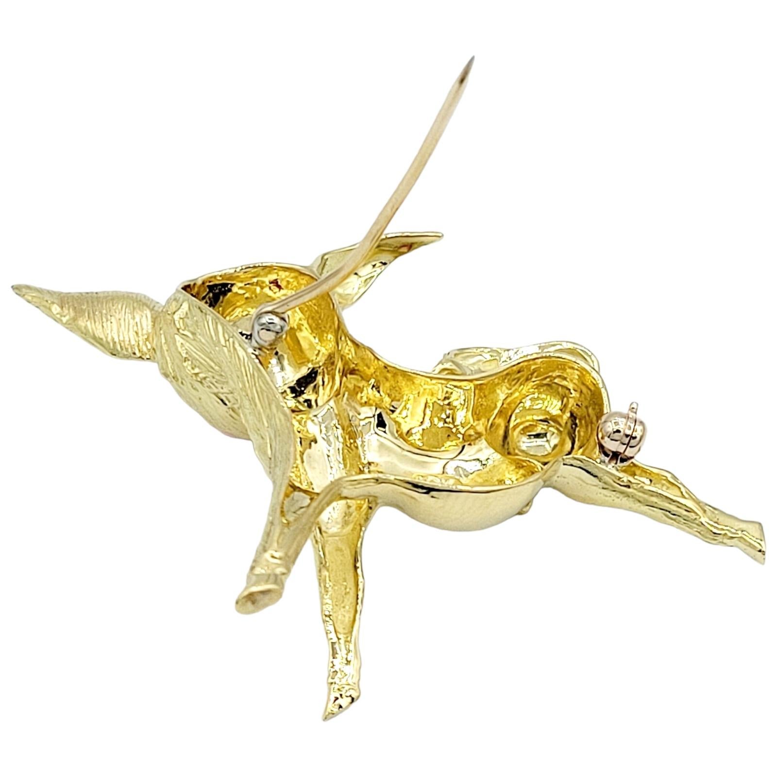 Tanzende Burro-/Esel-Brosche mit Rubin-Augen aus 18 Karat Gelbgold (Zeitgenössisch) im Angebot