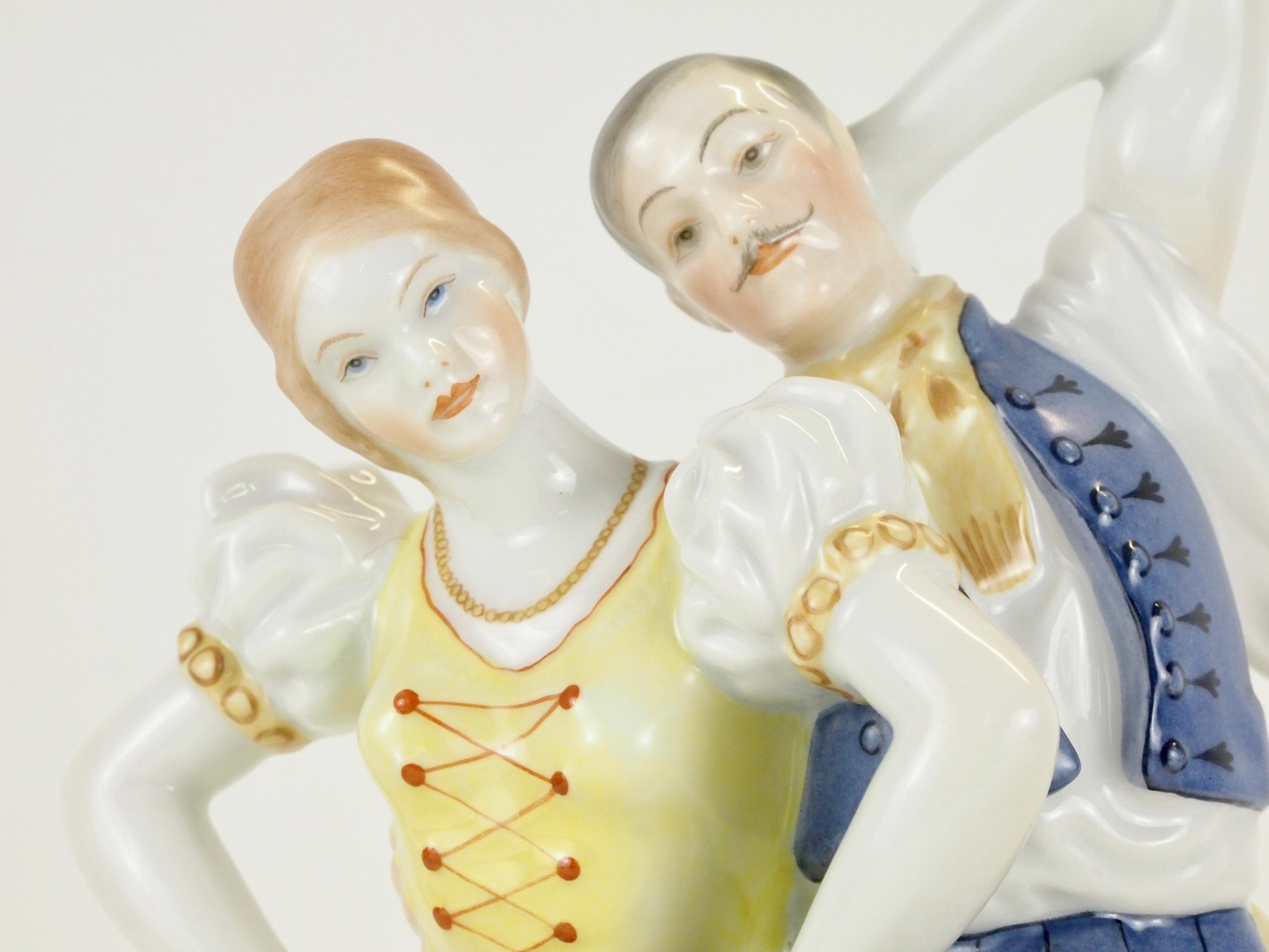 Dancing Couple Porcelain Figurine by Herend Hungary For Sale 3