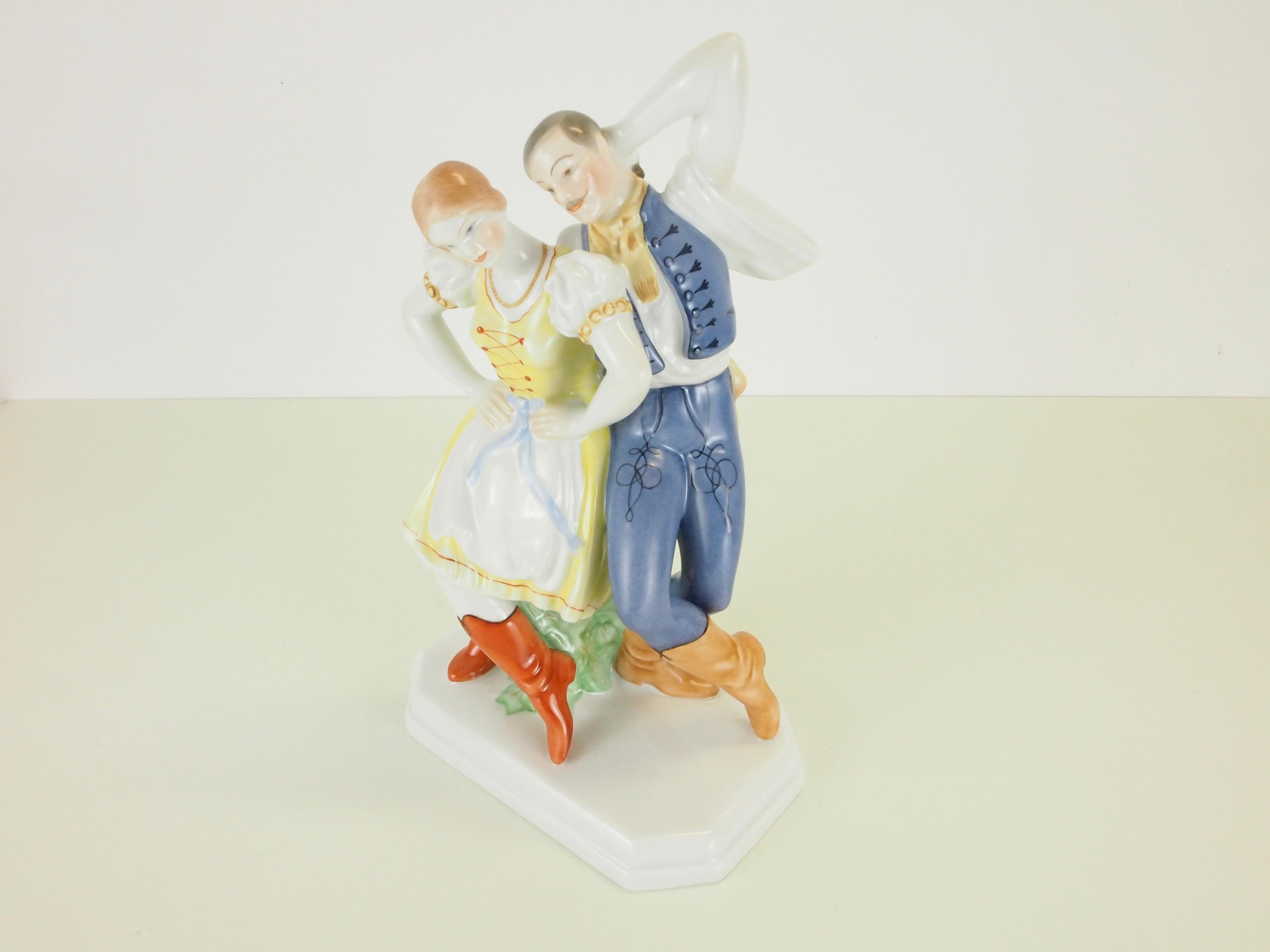 Dancing Couple Porcelain Figurine by Herend Hungary For Sale 6