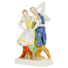 Retro Dancing Couple Porcelain Figurine by Herend Hungary