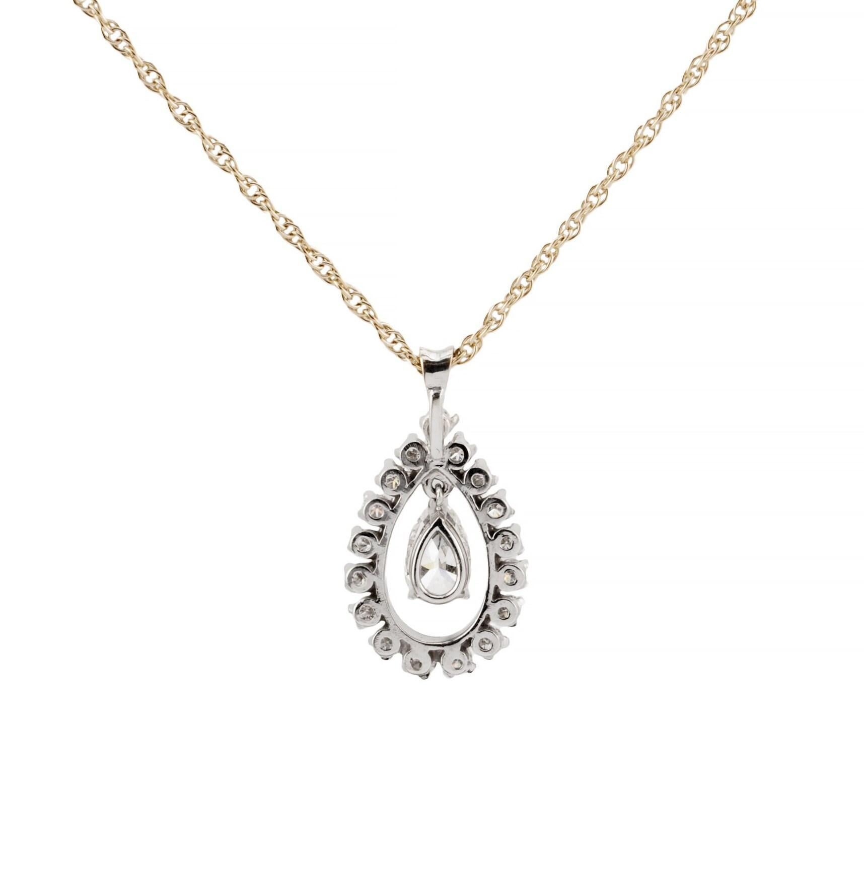 Dancing Diamant 1,70ctw Tropfen-Halskette aus 14K Weißgold 1