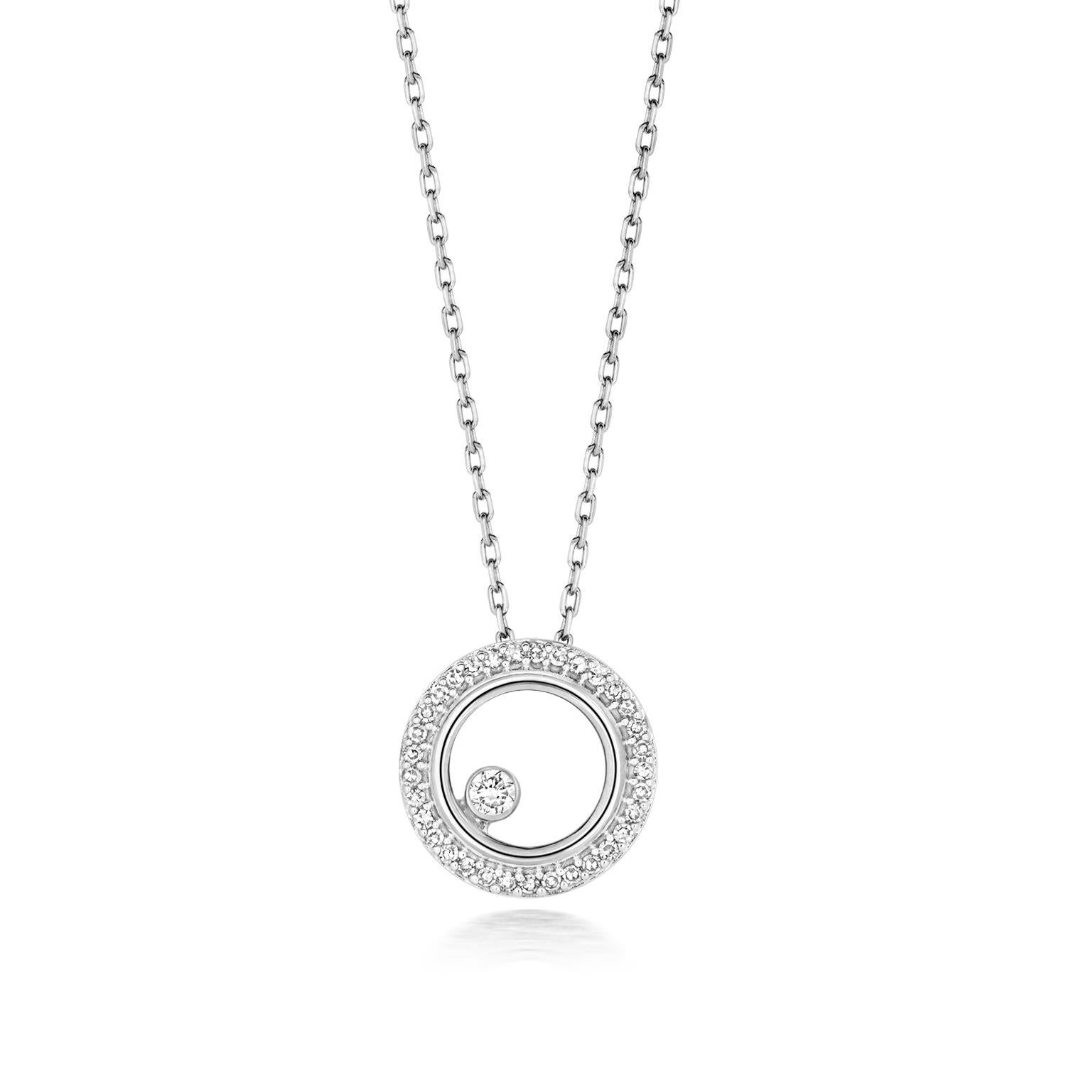 Dancing DIAMOND CIRCLE NECKLACE IN 9CT ROSE GOLD In New Condition For Sale In Ilford, GB