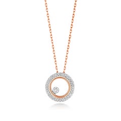 Dancing DIAMOND CIRCLE NECKLACE IN 9CT ROSE GOLD