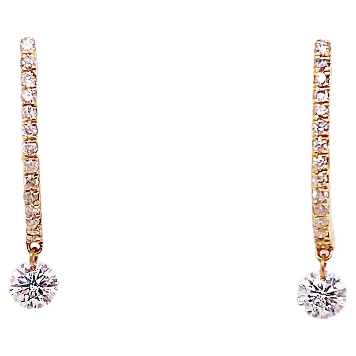 Boucles d'oreilles pendantes avec pendentifs en diamants, boucles d'oreilles pendantes avec tige, classiques ou originales en vente