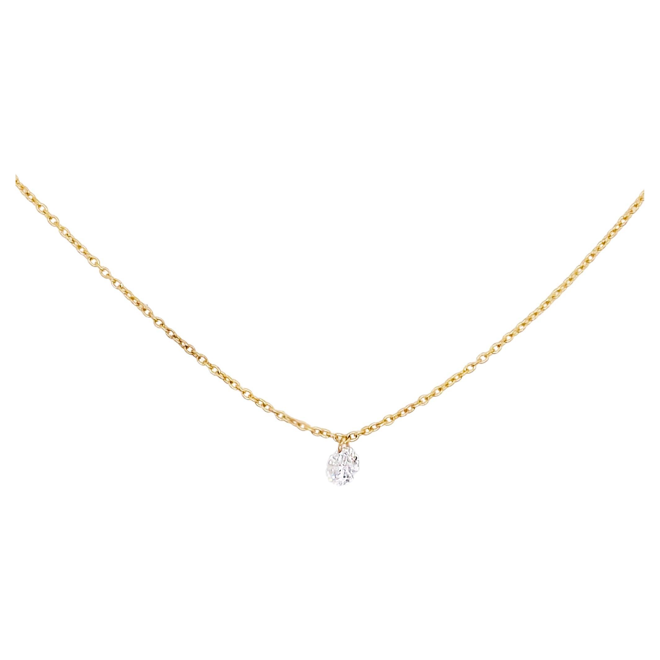 Dancing Diamond Necklace, .25ct Diamond Necklace, Dainty Solitaire Necklace For Sale
